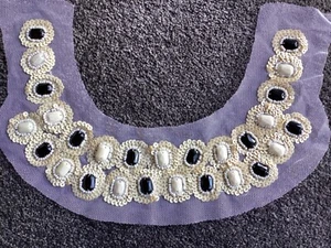 BEAD AND SEQUINS VINTAGE LOOK COLLAR NECK TRIM READY TO SEW ONTO TOP SINGLET ETC - Picture 1 of 3