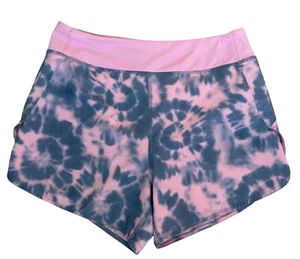 Athleta Girl Size 14 Run The World 3" Shorts In Free Spirit Quartz Pink Tie Dye - Picture 1 of 13