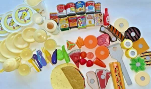 Lot of 70 Children's Pretend Play Food Plastic, Wooden, Looney Toons Dishes - Picture 1 of 16
