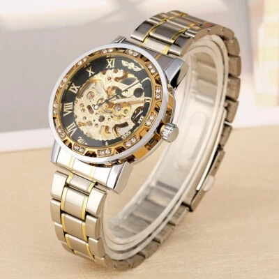 Men's Winner Watch Skeleton Handwind Mechanical Wristwatch Luminous Hands reloj - Image 1 of 4