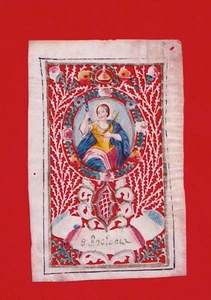 AW70-GEMÄLDE-SPITZE-ORIGINAL-APOLLINE VON ALEXANDRIEN-HEILIGES-ÄGYPTEN-19. Jh. - Bild 1 von 1