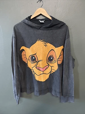 Zara Disney Lion King Simba Long Sleeves Oversized Gray Marble Hoodie Sz Small - Image 1 of 4