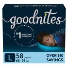 🔥 58 count🔥Goodnites Bedwetting Underwear for Boys, Large 68-95 lbs Pull Ups 