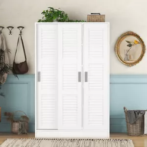 3 Doors Wardrobe Wooden Armoire Closet Clothing Storage Cabinet Adjust Shelves - Picture 1 of 11