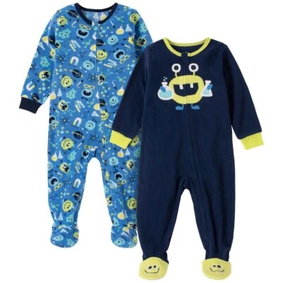 Paquete de 2 mantas de pijama para dormir azul monstruo talla 6 meses - nuevas con etiquetas para niños Foto 1 de 3