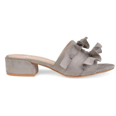 Brinley Co. Mujer Salest Volantes Imitación Gamuza Deslizable Mules Gris, 7.5 Regular EE. UU. Foto 1 de 4