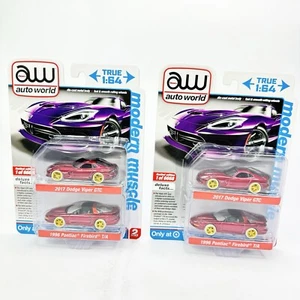 Paquete de 2 Auto World Ultra Red Chase Target - '17 Viper GTC y '96 Pontiac Firebird - Imagen 1 de 15