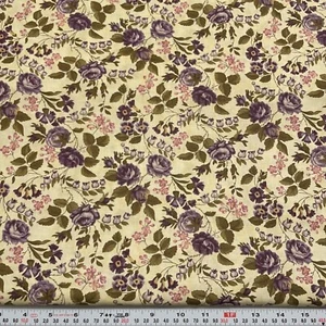 Devon Rose by April Cornell Moda Purple Florals Cotton Fabric Remnant 15" x 44" - Picture 1 of 2