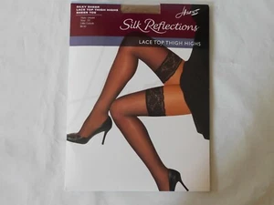 Hanes Silk Reflections ALTI COSCIA TRASPARENTI SETOSI piccolo colore marrone TAGLIA EF - Foto 1 di 5