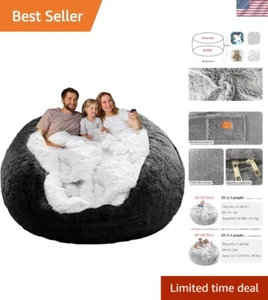 Bean Bag Chair CoverCover Only,No Filler,Big Round Soft Fluffy PV Velvet Wash... - Picture 1 of 7