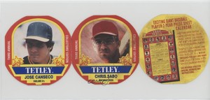 1990 Tetley Tea Discs Pairs with Tag Chris Sabo Jose Canseco #3-4 Patch Tag