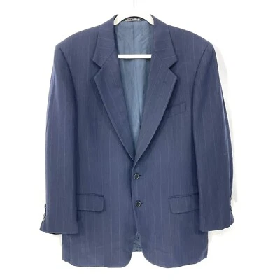 Valentino Uomo Italy Mens Size 41 R Wool Jacket Sport Coat Navy Striped FLAWS! - Image 1 of 4