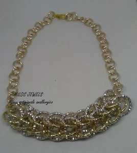 collana donna in alluminio color argento ed oro - Foto 1 di 2