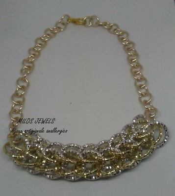 collana donna in alluminio color argento ed oro - Immagine 1 di 2