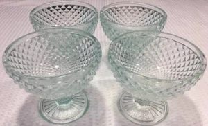 Westmoreland Glass Mint Green Crystal English Hobnail Low Sherbet SET OF 4 - Picture 1 of 6