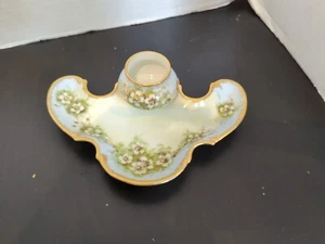 Vintage Porcelain Floral Design with Gold Trim  Inkwell - Picture 1 of 6
