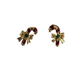 Avon holidays pierced earrings with surgical steel posts Candy Cane 1996 New - Picture 1 of 4