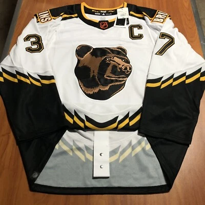 阿迪达斯Patrice Bergeron波士顿棕熊队小熊反向复古球衣白色56 — 第 1/4 张图片