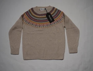 Harley Scotland Jumper Small Fair Isle Cream Crew Neck Sweater Toast Swansdown - Picture 1 of 9