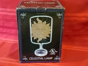 Table Cylinder Celestial Sun Accent Lamp Light w/ Inline Cord Switch - 15" Tall - Picture 1 of 4
