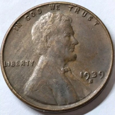 Centavo Lincoln Wheat 1939 - S - aleación mixta aspecto amaderado Y59 Foto 1 de 4
