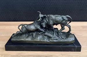 Bronzefigur Kämpfende Stiere Skulptur Figur Antik Stil Statue Tierfigur Bronze - Bild 1 von 7