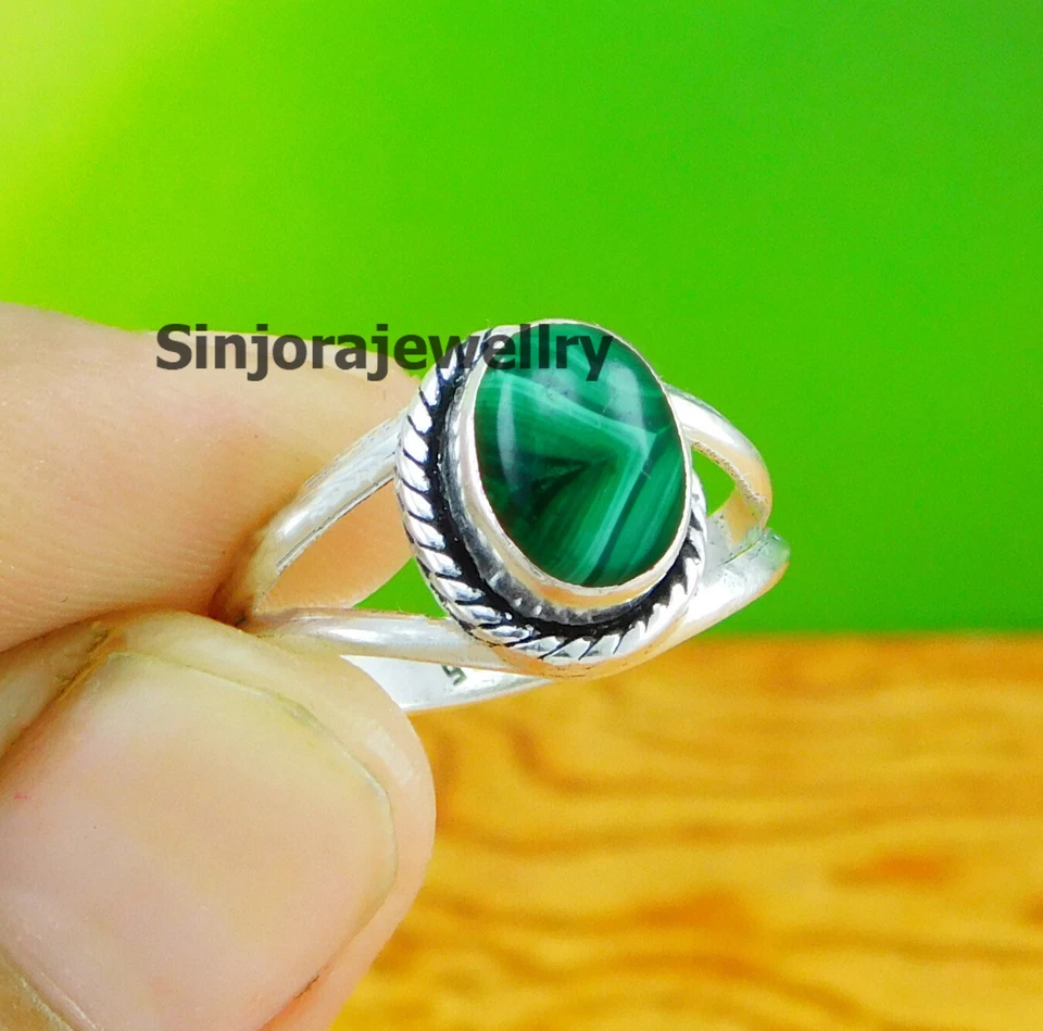 Malachite Gemstone 925 sterling silver handmade Gift Ring US size 5 to 10 - Image 1 of 4