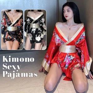 Sexy Kimono Pajamas Sex Japanese Sleepwear Cosplay Outfit for Women Robe Yukata - Picture 1 of 15