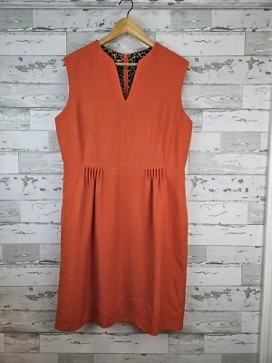 Tahari Arthur Levine Womens Dress 14 Orange V Neck Pockets Stretch - Image 1 of 4