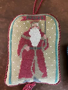 Father Christmas Santa Noel Finished/Completed Cross Stitch Ornament - Picture 1 of 4