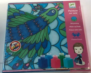 Hágalo usted mismo DJECO Peinture Sur Soie Seda Pavo Real Kit de Pintura Por Charlotte Gastaut NUEVO - Imagen 1 de 11