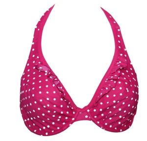 BIKINI CLEO BY PANACHE OBERTEIL  BETTY HALTERNECK PINK TUPFEN WEISS Gr. 80 CUP E - Bild 1 von 3