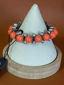 Ann Taylor Orange Bead Crystal Rhinestone Sparkle Bracelet NEW Stretch 8” - Picture 1 of 3