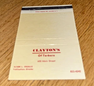 Cubierta de fósforo vintage CLAYTON'S OF TARBORO (N.C.) / Condado de Edgecombe - Imagen 1 de 3