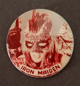 RUSSIA UNDERGROUND MUSIC.VERY RARE SOVIET PINBACK BUTTON OF IRON MAIDEN 1975s. - Picture 1 of 2