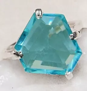 5CT Natural Flawless Blue Topaz 925 Sterling Silver Ring Sz 7 @B19-2 - Picture 1 of 2