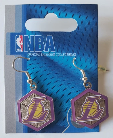 Aminco NBA 0.75" Hexagon L LOGO EARRINGS Los Angeles Lakers Cover