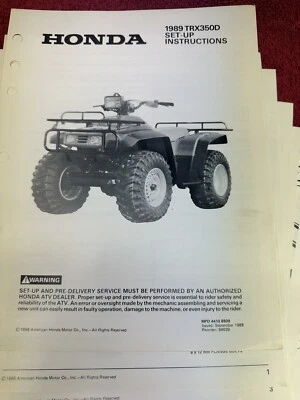 Honda TRX350D 1989 89 Manual de configuración de servicio Oficial OEM Vintage Diagrama de cableado Foto 1 de 3