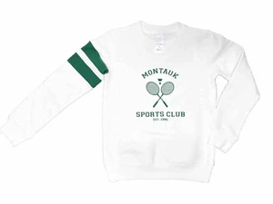 Nordstrom Kid's Graphic Montauk Sports Club  Sweatshirt White With Green Size 6 - Picture 1 of 6