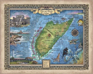 Scuba Cozumel Historische Karte Kunst Poster Druck Wanddeko Unikat Weihnachtsgeschenk - Bild 1 von 3