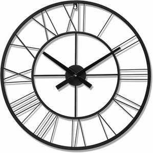 NEW Room Tide 18 Inch Large Modern Roman Numeral Analogue Wall Clock in Black - Picture 1 of 7
