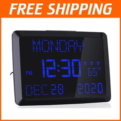 11.5" Large LED Clock with Date & Temperature - Image 1 of 4