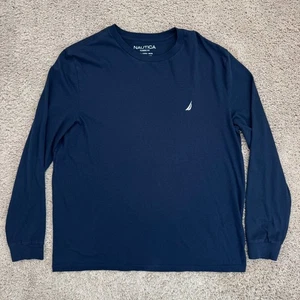 Nautica Herren Langarm Rundhalsausschnitt T-Shirt klassische Passform Freizeit blau Large - Bild 1 von 7