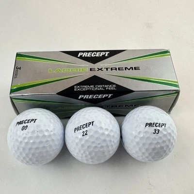 Precept Laddie Extreme Golf Balls White Sleeve of 3 Balls Numbers 00 22 33 New - Image 1 of 4