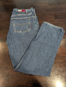 Vintage Tommy Hilfiger Straight Jeans 34x34 Herren Dunkelblau Denim Mitte bis Ende 90er - Bild 1 von 4