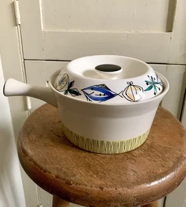 Vintage 1950s STAVANGERFLINT Flamingo ILDFAST NORWAY CASSEROLE Dish handle lid  - Picture 1 of 11
