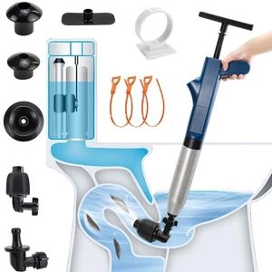 Electric Toilet Plunger with 3PCS Drain Snake Hair Remover, High-Pressure Dra... - Picture 1 of 8