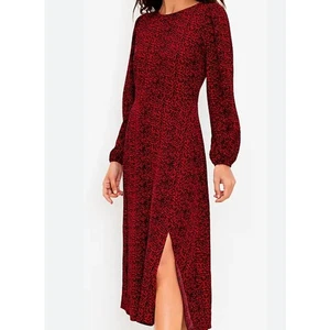 Loft hellrotes Midikleid mit Animalprint und Schlitz Größe 4  - Bild 1 von 7