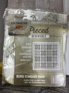 Neu! Olivia Standard Bett Kissenbezug/Cracker Barrel/gesteppt - Cottage Core - Neu mit Etikett - Bild 1 von 2