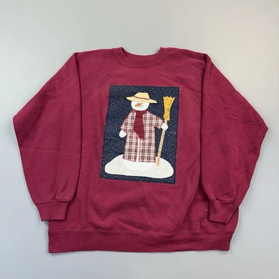 Винтажная женская толстовка Hanes Her Way XL Snowman праздничная вышивка - Изображение 1 из 4